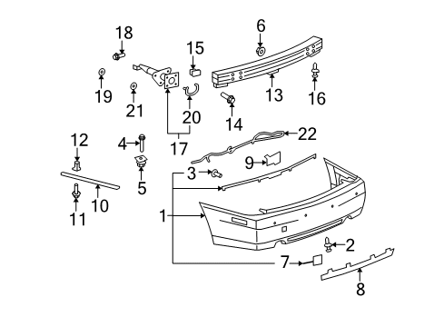2008 Cadillac STS Rear Bumper Diagram