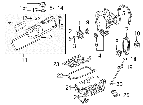 2005 Pontiac Aztek Engine Parts, Mounts, Cylinder Head & Valves, Camshaft & Timing, Oil Pan, Oil Pump, Crankshaft & Bearings, Pistons, Rings & Bearings Diagram