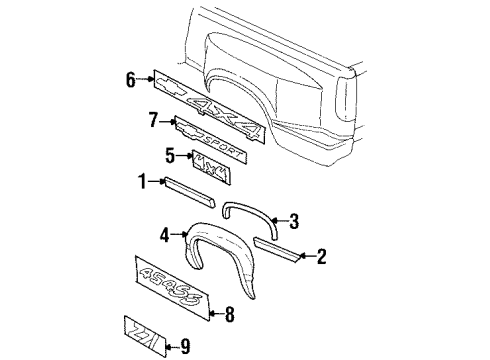 1990 Chevy C3500 Exterior Trim - Pick Up Box Diagram