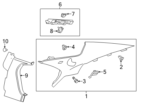 2016 Cadillac CTS Interior Trim - Quarter Panels Diagram
