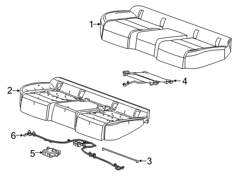 2024 Cadillac XT4 Rear Seat Components Diagram