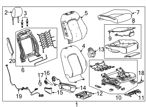 2016 Buick Encore Passenger Seat Components Diagram