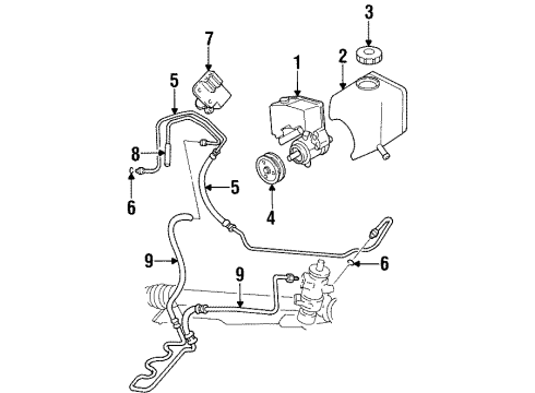 1995 Chevy Monte Carlo P/S Pump & Hoses, Steering Gear & Linkage Diagram