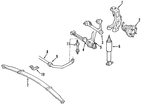2003 Chevy Corvette Front Suspension Components, Lower Control Arm, Upper Control Arm, Stabilizer Bar Diagram
