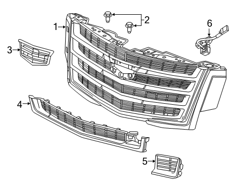 2017 Cadillac Escalade Grille & Components Diagram