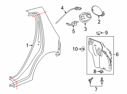 2013 Chevy Spark Quarter Panel & Components Diagram