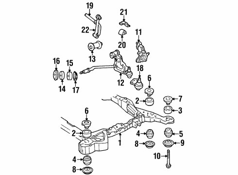 1993 Cadillac Seville Front Suspension Components, Lower Control Arm, Ride Control, Stabilizer Bar Diagram