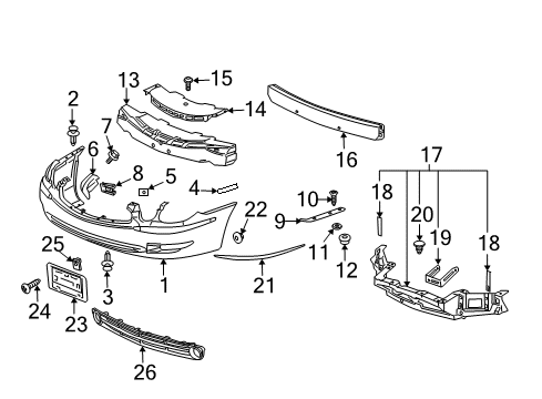 2009 Buick LaCrosse Front Bumper Diagram