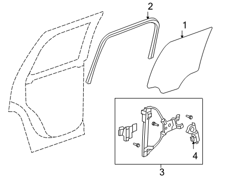 2012 GMC Yukon Rear Door - Glass & Hardware Diagram