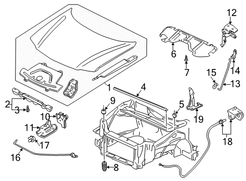 2001 Pontiac Montana Hood & Components Diagram
