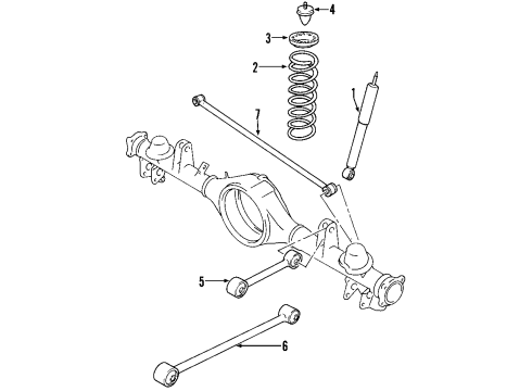 2005 Buick Rainier Rear Suspension Components, Lower Control Arm, Upper Control Arm, Ride Control, Stabilizer Bar Diagram