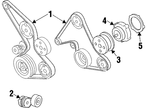 1991 Chevy Beretta Water Pump, Belts & Pulleys Diagram