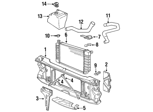 1990 Chevy C3500 Radiator & Components, Radiator Support Diagram 3 - Thumbnail