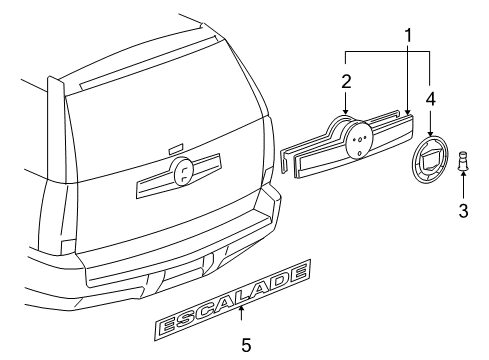 2007 Cadillac Escalade Exterior Trim - Lift Gate Diagram