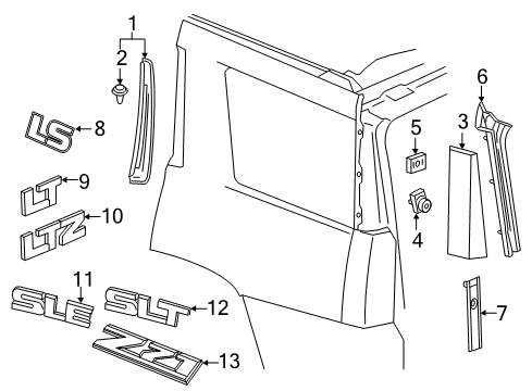 2017 Cadillac Escalade Exterior Trim - Quarter Panel Diagram
