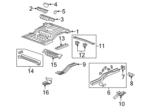 2011 Buick Enclave Rear Body - Floor & Rails Diagram