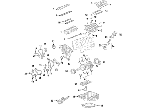 2017 Chevy Camaro Engine Parts, Mounts, Cylinder Head & Valves, Camshaft & Timing, Variable Valve Timing, Oil Cooler, Oil Pan, Oil Pump, Balance Shafts, Crankshaft & Bearings, Pistons, Rings & Bearings Diagram