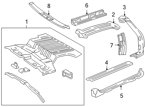 2002 Oldsmobile Bravada Rear Floor & Rails, Interior Trim Diagram