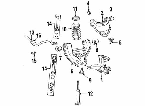1994 GMC C1500 Front Suspension, Control Arm Diagram 4 - Thumbnail