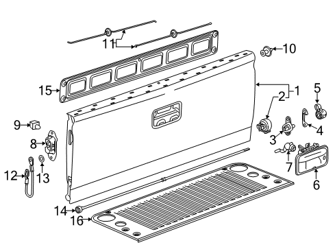2017 Chevy Silverado 1500 Tail Gate, Body Diagram 3 - Thumbnail