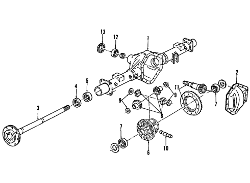 1992 GMC G1500 Rear Axle, Differential, Propeller Shaft Diagram