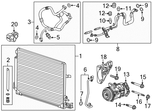 2017 Chevy Camaro A/C Condenser, Compressor & Lines Diagram