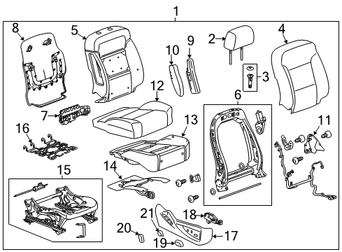 2017 Cadillac Escalade Passenger Seat Components Diagram