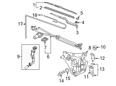2002 Buick Rendezvous Windshield - Wiper & Washer Components Diagram