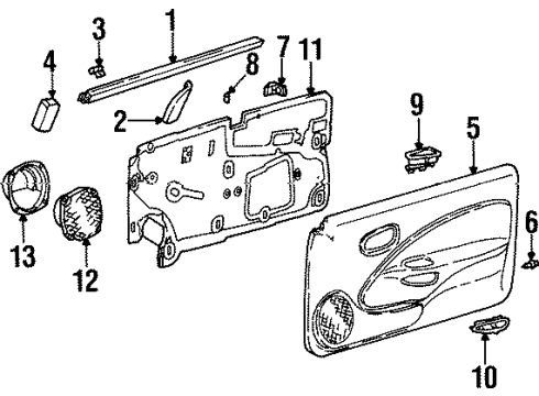 1997 Saturn SC2 Interior Trim - Door Diagram