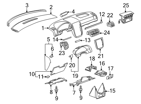 2006 Chevy Uplander Knee Bolster Diagram for 25789440