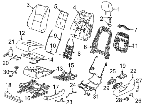 2024 Cadillac XT4 Driver Seat Components Diagram