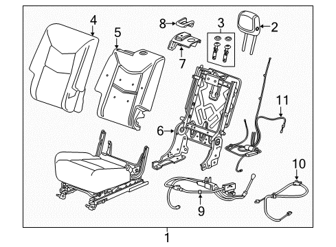 2022 GMC Acadia Seat Back Pad, Rear Diagram for 84682921
