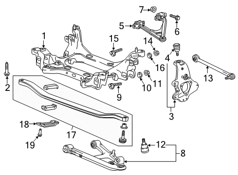 2017 Chevy Corvette Rear Suspension, Lower Control Arm, Upper Control Arm, Ride Control, Stabilizer Bar, Suspension Components Diagram