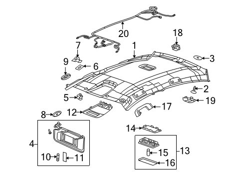 2011 Buick LaCrosse Interior Trim - Roof Diagram