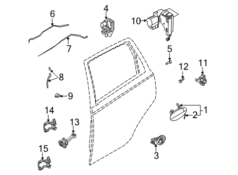 2006 Chevy Aveo Rear Door - Lock & Hardware Diagram