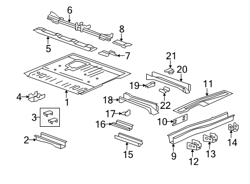 2011 Buick Enclave Pillars, Rocker & Floor - Floor & Rails Diagram