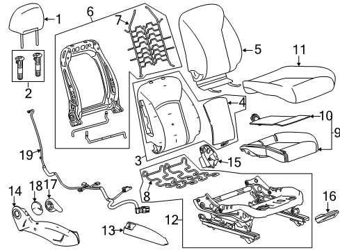 2014 Chevy Sonic Passenger Seat Components Diagram