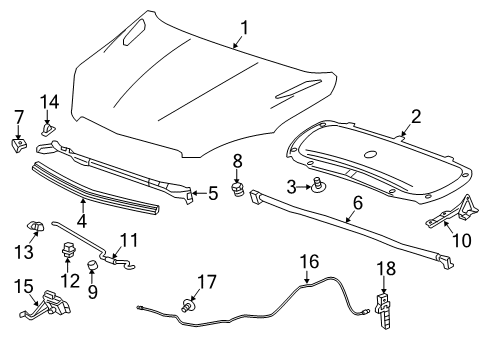 2022 Chevy Trax Hood & Components Diagram