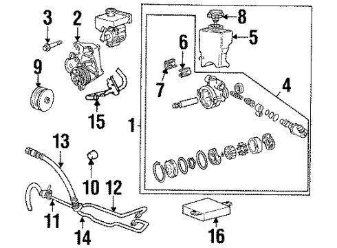 1998 Buick Skylark P/S Pump & Hoses, Steering Gear & Linkage Diagram