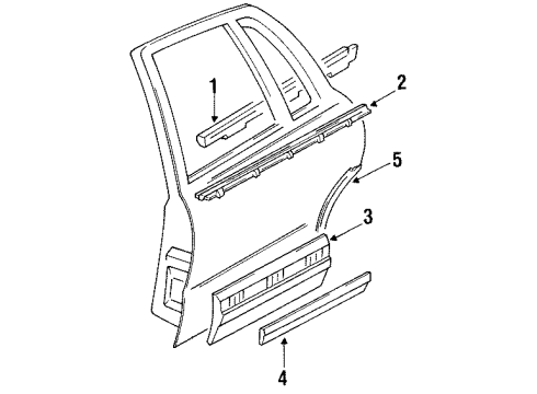 1991 Buick Park Avenue Center Molding, Rear Passenger Side Diagram for 88891484