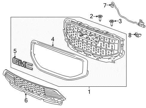 2017 GMC Acadia Grille & Components Diagram