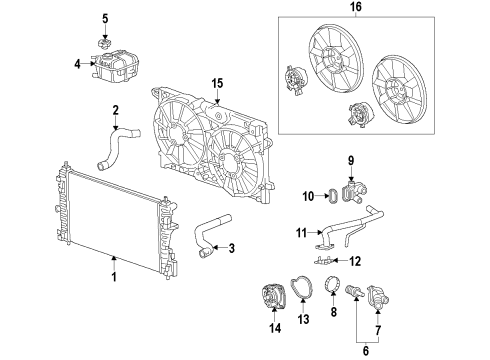 2014 Buick Regal Radiator Diagram for 22809072