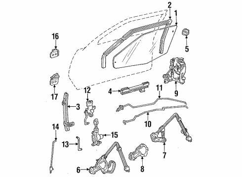 1985 Pontiac Grand Am Door Glass & Hardware, Lock & Hardware Diagram