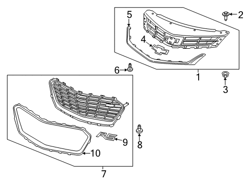 2017 Chevy Cruze Grille & Components Diagram