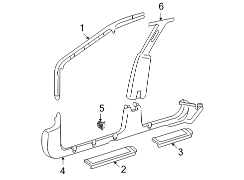 2002 Chevy Cavalier Interior Trim - Pillars, Rocker & Floor Diagram