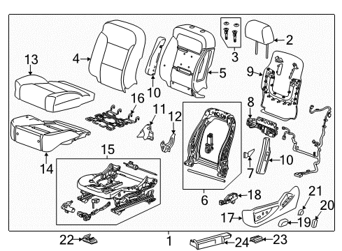 2017 Cadillac Escalade Driver Seat Components Diagram