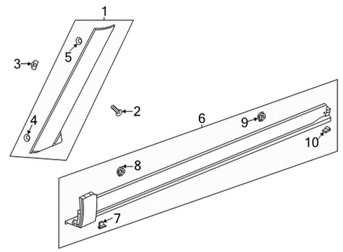 2023 Chevy Trailblazer Exterior Trim - Pillars Diagram
