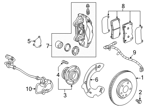 2016 Cadillac CTS Front Brakes Diagram