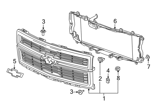 2015 Chevy Silverado 1500 Grille & Components Diagram