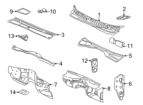 2006 Cadillac Escalade ESV Cowl Diagram